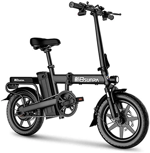 Electric Bike : CHEER.COM Electric Bicycle14 Inch Foldable Electric Bike With Front LED Light For Adult Removable 48V Lithium-Ion Battery 350W Brushless Motor Load Capacity Of 330 Lbs, 30to45KM Black