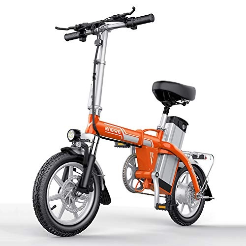 Electric Bike : CHEER.COM Electric Bicycles 14 Inch 400W Folding Electric Bicycle Sporting With Removable 48V Lithium Battery Charger And Lock Portable And Easy To Caravan For Adult, 35to70KM-Orange