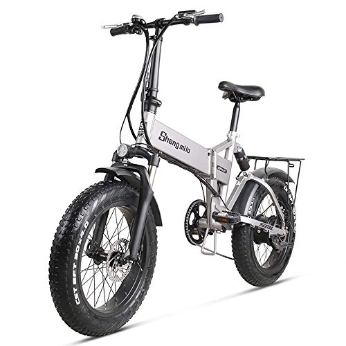 Electric Bike : CHEER.COM Electric Bicycles Foldable 500W Lightweight Electric Fat Bike Beach Cruiser Electric Bike 48V 12.8 Ah Lithium Battery 20Inch Wheels Mountain Ebike