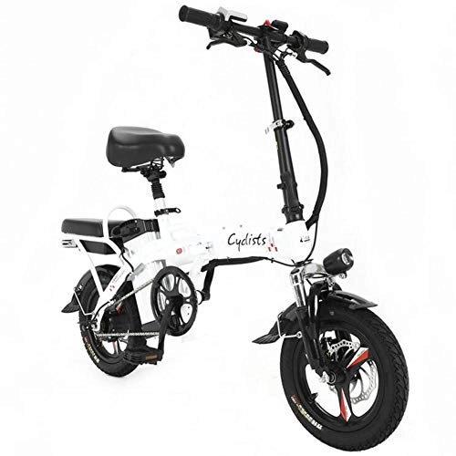Electric Bike : CHEER.COM Electric Bicycles Foldable Portable Bikes Detachable Lithium Battery 48V 400W Adults Double Shock Absorber Bikes With 14 Inch Tire Disc Brake And Full Suspension Fork, 40to80KM Black