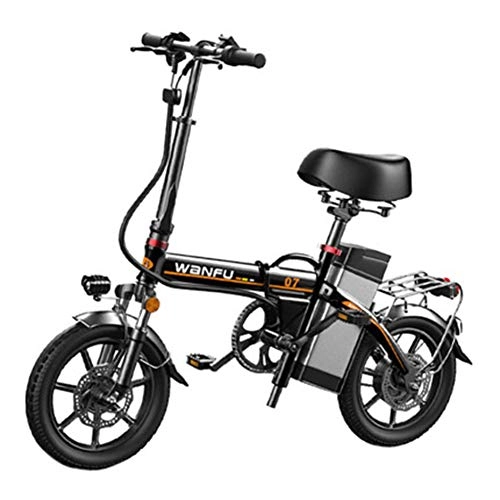 Electric Bike : CHEER.COM Electric Bikes 14 Inch Wheels Aluminum Alloy Frame Portable Folding Electric Bicycle Safety For Adult With Removable 48V Lithium-Ion Battery Powerful Brushless Motor, 45to70KM Black