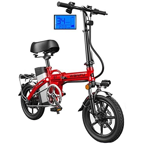 Electric Bike : CHEER.COM Electric Bikes 14 Inch Wheels Aluminum Alloy Frame Portable Folding Electric Bicycle Safety For Adult With Removable 48V Lithium-Ion Battery Powerful Brushless Motor, 85to130KM Red