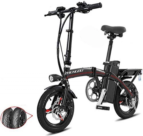 Electric Bike : CHEER.COM Lightweight And Aluminum Folding E-Bike With Pedals Power Assist And 48V Lithium Ion Battery Electric Bike With 14 Inch Wheels And 400W Hub Motor, 120to220KM Black