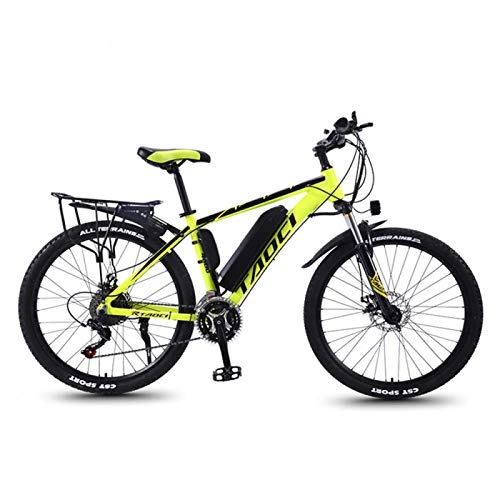 Electric Bike : CHR Magnesium Alloy Ebikes Bicycles 26 Inch Electric Bikes For Adult, 36V 350W Removable Lithium-Ion Battery Mountain Ebike, Yellow-8AH50km