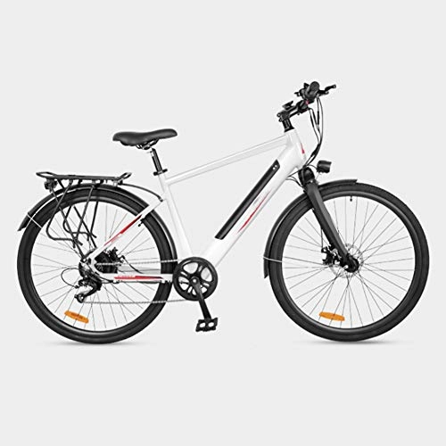 Electric Bike : City Commuter Electric Bicycle, 6 Speed 360W Motor Dual Disc Brakes 27 Inches Adults Aluminum Alloy Variable Speed E-Bike 36V Removable Hidden Battery, White, B 14AH