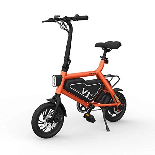 Electric Bike : CJCJ-LOVE 12 Inches Folding Electric Bikes, Three Cycling Modes Mini Portable Intelligent Power E-Bike Lightweight Foldable Bicycles, Orange