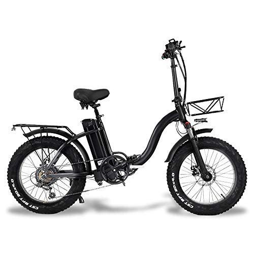Electric Bike : CMACEWHEEL Y20 Folding Electric Snow Bike, 750W Motor, 48V 20Ah Battery, 20 Inch Mountain Bike Fat Bike, Pedal Assist E-bike with Basket (20Ah)