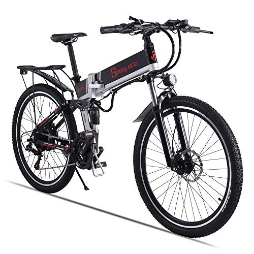 Electric Bike : CNRRT Electric bicycle - the foldable portable electric bicycles, to the suspension before work and leisure, neutral assisted bicycle pedal, 350W / 48V (black (500W)) (Color : -, Size : -)
