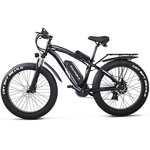 Electric Bike : CNRRT Folding electric mountain bikes, all-around 1000W electric bicycle powerful motor 21 to the bicycle speed Snowy LCD speedometer lithium ion battery, the rear seat belt (black)