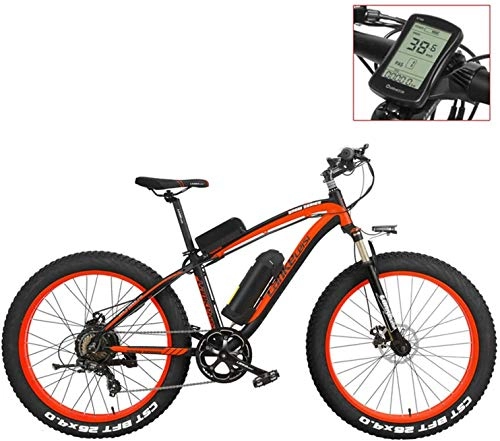 Electric Bike : CNRRT XF4000 26 inch electric bike, 4.0 fat snow bike tires, power-assisted bicycle pedal 48V lithium battery (Color : Red-LCD, Size : 1000W+1 Spare Battery)