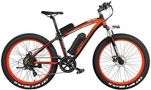 Electric Bike : CNRRT XF4000 26 pedal assist electric bike 4.0 inch thick snow bike tire 1000W / 500W 48V lithium battery strength lockable fork ATV (Color : Black Red, Size : 1000W 17Ah+1 Spare)