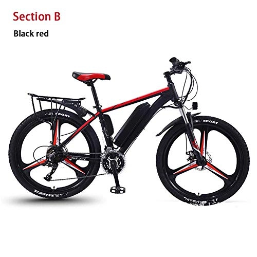 Electric Bike : CXY-JOEL Adult Mountain Electric Bike, 350W Motor 26" Electric Off-Road Bike with Removable 36V 8 / 10 / 13Ah Lithium-Ion Battery 27 Speed Dual Disc Brakes with Rear Seat Unisex, Black Red, B 36V10Ah, Black