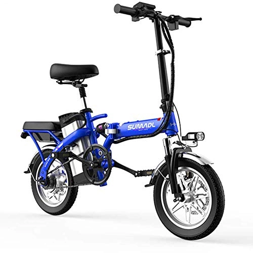 Electric Bike : CXY-JOEL Folding Lightweight Electric Bike 8 inch Wheels Portable Ebike with Pedal Power Assist Aluminum Electric Bicycle Max Speed up to 30 Mph, 50To100Km-Red, Blue