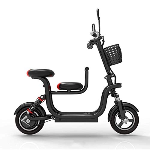 Electric Bike : CYGGL Folding Electric Bike With Child Seat, Lithium Ion Battery, Disc And Drum Brakes, LCD Display, 37KM / H, Driving Range 35-55KM, Four Shock Absorber