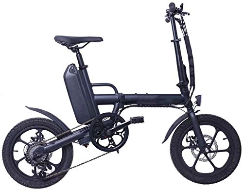 Electric Bike : CYSHAKE Home 16 inch folding electric bike 36V 13Ah lithium battery electric bicycle Vari-speed 350W Small electric bicycle With mudguard (Color : Black)