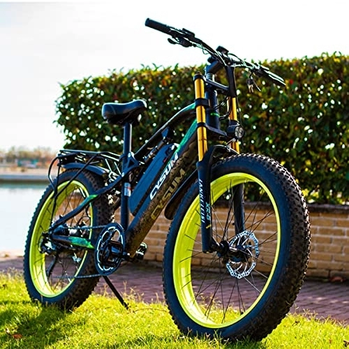 Electric Bike : cysum Electric Bike CM900 Electric Mountain Bike for Adult Man 26'' Fat Tire E-Bike 48v / 17 Lithium Battery (900 plus green)