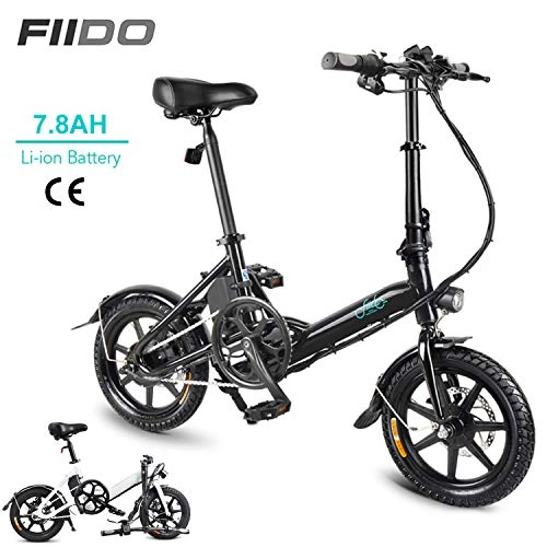 Electric Bike : DAPHOME FIIDO Ebike Foldable Electric Bike D3 Folding Moped Electric Bike E-bike (D3-7.8Ah - Black)