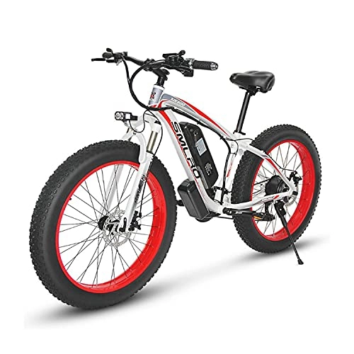 Electric Bike : DDFGG Electric Bikes For Adult, 4.0 Fat Tire Bike / 350W 48V Super Power Electric Bikes With Removable Lithium Battery And Battery Charger And Three Working Modes With Rear Seat(Color:white red)