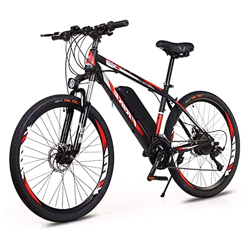 Electric Bike : DDFGG Electric Mountain Bike 26"250W Electric Bicycle With 36V 8Ah Removable Lithium Battery, 21 Speed Gearbox, 35km / H, Charging Mileage Up To 35-50km(Color:red+black)