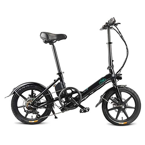 Electric Bike : DDZIX Electric Bicycle 7.8 Folding Electric Bicycle 16Inch Scooter Electric with LED Headlight, 250W Folding Electric Bicycle with Disc Brake, Up To 25 Km / H for Adult, White
