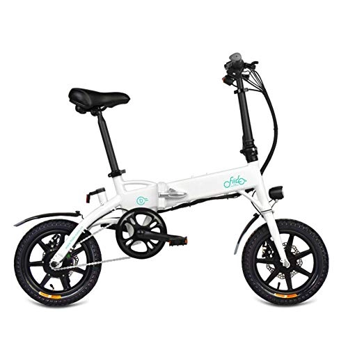 Electric Bike : Dedeka 250W Folding Electric Bike, FIIDO D1 14 Inch Collapsible Electric Commuter Bike Ebike, Up to 25KM / H, Black / White