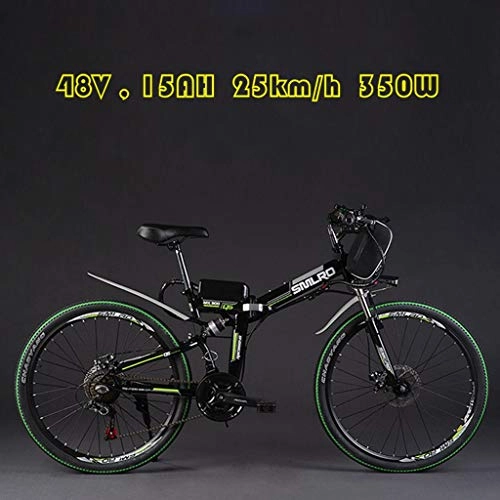 Electric Bike : DEPTH Electric Mountain Bike 48V 15AH with Removable Large Capacity Lithium-Ion Battery Electric Bicycle 21 Speed Gear And Three Working Modes 350W E-Bike, Black, 24