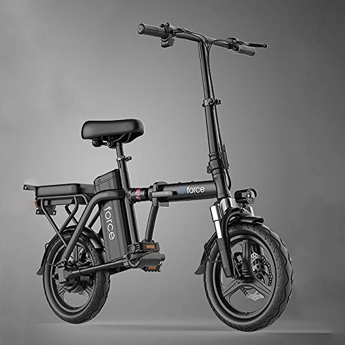 Electric Bike : DODOBD Folding Electric Bicycle, E-Bike Electric Bike 14" Tire Electric Bike 400W Powerful Motor 48V Removable Battery High carbon steel frame -No chain drive