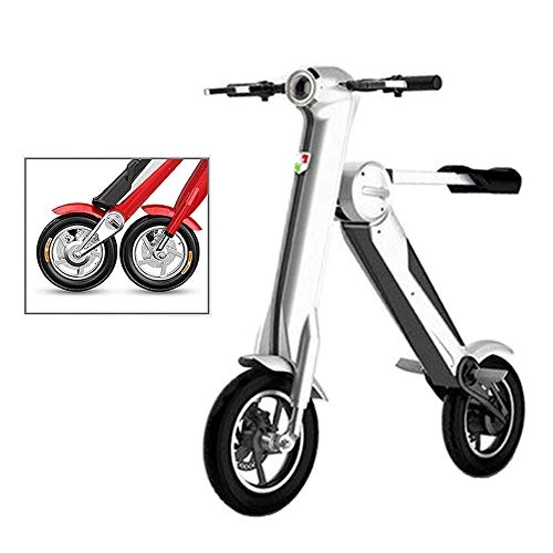 Electric Bike : DONG Portable Folding Electric Bike, Top Speed of 25 MPH andTraveling up to 40-60 Miles Range LED Lights, 36V 250W Silent Motor, Short Charge Lithium Lon Battery - Black, Red, 40km, White, 40km