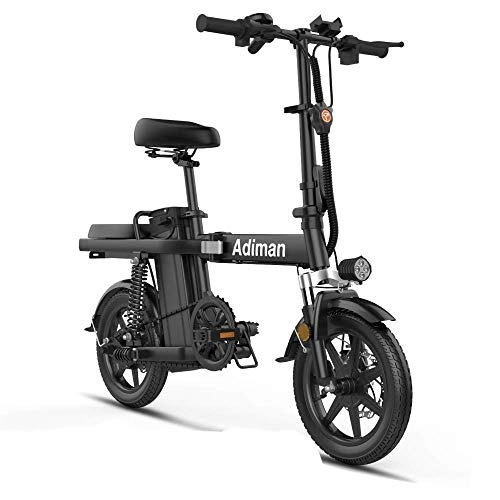 Electric Bike : Dpliu-HW Electric Bike Electric Bike lithium battery folding electric bicycle for men and women driving adult bicycle 14 inch small battery car (Color : A)