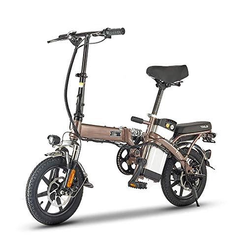 Electric Bike : Dpliu-HW Electric Bike Electric Bike mini 14 inch folding electric bicycle for men and women to help 48V electric car (Color : C)