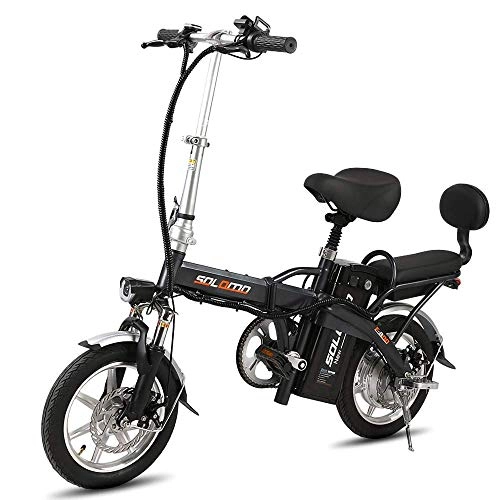 Electric Bike : Dpliu-HW Electric Bike Electric Bike mini folding 48V electric bicycle lithium battery on behalf of the driving bicycle electric car 80KM cruising range (Color : A)