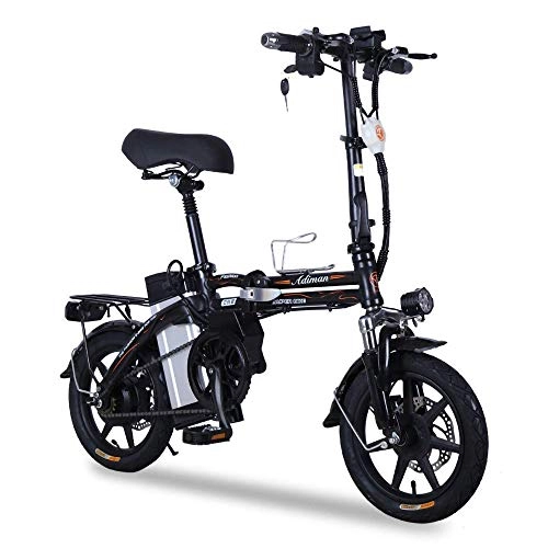 Electric Bike : Dpliu-HW Electric Bike Electric Bike14 inch small folding bicycle lithium electric car mini generation driving treasure skateboard electric bicycle double (Color : A)