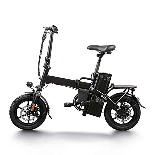 Electric Bike : Dpliu-HW Electric Bike Folding Electric Bicycle Lithium Battery Adult Men and Women Ultra Light Portable Mini Small Power Generation Driver Travel Battery Car (Color : Black, Size : 100km)