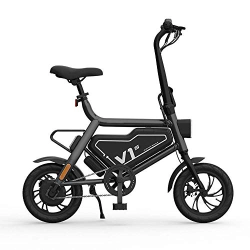 Electric Bike : Dpliu-HW Electric Bike Folding Electric Bicycle Lithium Battery Ultra Light Portable Mini Force Generation Driving Travel Battery Car Power Life Greater Than 60KM36V (Color : Black)
