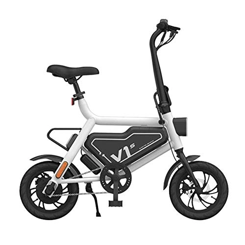 Electric Bike : Dpliu-HW Electric Bike Folding Electric Bicycle Lithium Battery Ultra Light Portable Mini Force Generation Driving Travel Battery Car Power Life Greater Than 60KM36V (Color : White)