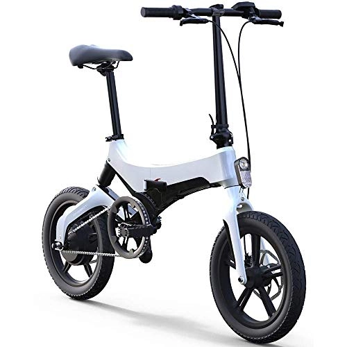 Electric Bike : Dpliu-HW Electric Bike Folding Electric Car Small Battery Car for Men and Women Ultra Light Portable Lithium Battery Adult Travel Bicycle 36V (Color : White)