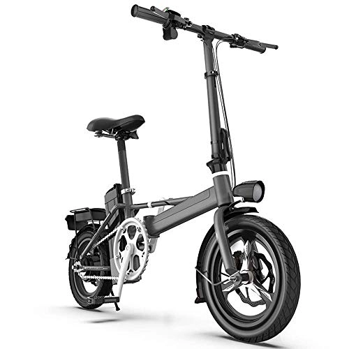 Electric Bike : Dpliu-HW Electric Bike Generation Driving Folding Electric Bicycles Men and Women Small Battery Car High Speed Magnesium Wheel Version Damping (Color : Black, Size : 100km)