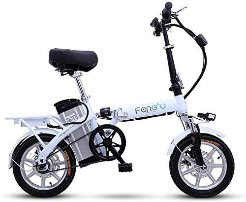 Electric Bike : Drohneks 14 inch Electric Bike Folding, lithium Battery Aluminum alloy e bike Adult Electric Bicycle Portable Removable Battery