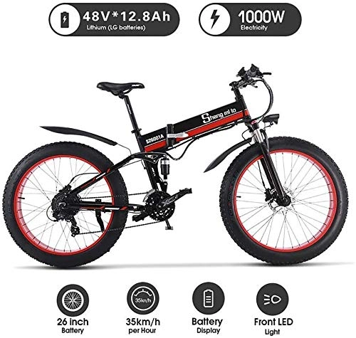 Electric Bike : Drohneks Electric bicycle, 1000W Electric Beach Bike 4.0 Fat Tire Electric Bike 48V Mens Mountain Bike Snow E-bike 26inch Bicycle