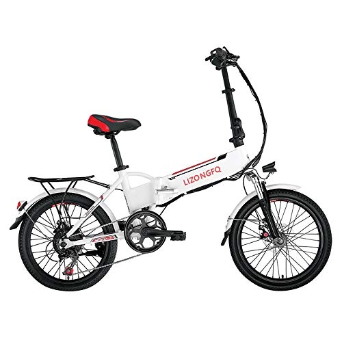 Electric Bike : Dsqcai Folding Mini Electric Car 48v Lithium Battery Power Folding Bicycle, Using 48v10ah Battery Lithium Battery, Power Mileage Up to 85 Kilometers, Aurora White 20 Inches