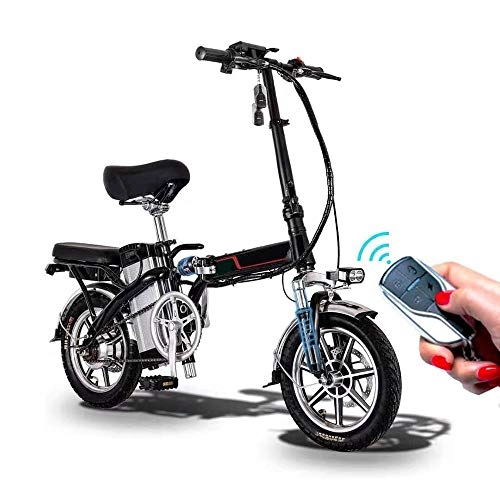 Electric Bike : Duan Electric Folding Bike Small, Motorcycle Power Electric Bicycle, Multifunctional City Bike for Men Teenagers Fitness Commuting with Anti-Theft Alarm (Black)