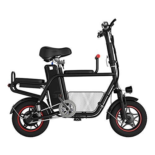 Electric Bike : E-Bike Foldable Electric Bike with Front LED Light 37Km / h, 48V 8A 580W High Speed Brushless Motor, Front And Rear Mechanical Disc Brakes, Cruising Range: 35 km, Black