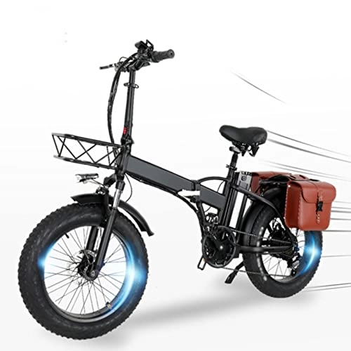 Electric Bike : E Bikes For Adults Electric 750W / 1000W Fat Tire Foldable Electric Bike 48V 15Ah Top Speed 28 Mph 20 Inch Mountain Electric Bicycle Pedal Assist E-Bike (Color : 48V15AH750W bag)