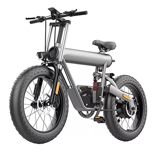 Electric Bike : ebike Electric Bike for Adults 300 Lbs 25 Mph Electric Mountain Bicycle 500W 48V Fat Tire 20 Inch Fat Tire Ebike (Color : Space grey, Motor : 48V 500W)