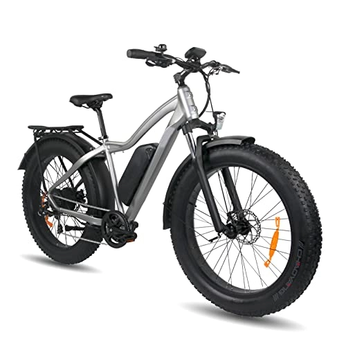 Electric Bike : ebike Electric Bikes For Adults 25 Mph 750W 26 Inch Full Terrain Fat Tire Electric Snow Bicycle 48V 13Ah Li-Ion Battery Ebike For Men (Color : Light grey)