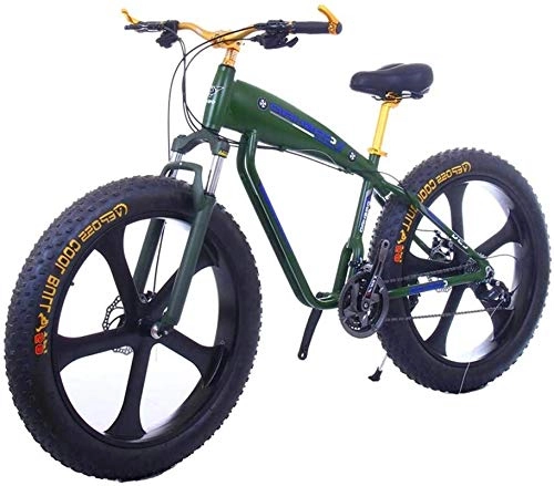 Electric Bike : Ebikes, 26 Inch 21 / 24 / 27 Speed Electric Mountain Bikes With 4.0" Fat Snow Bicycles Dual Disc Brakes Brakes Beach Cruiser Mens Sports E-bikes (Color : 10Ah, Size : Green) ZDWN