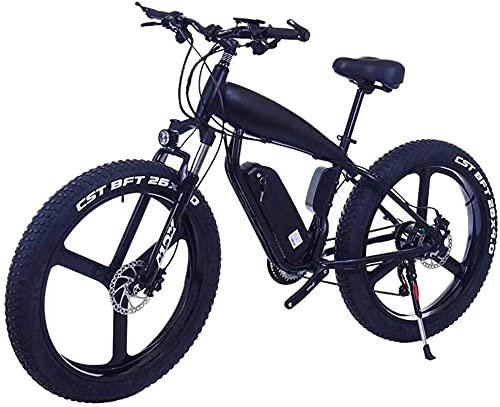 Electric Bike : Ebikes, 26 Inch 21 / 24 / 27 Speed Electric Mountain Bikes With 4.0" Fat Snow Bicycles Dual Disc Brakes Brakes Beach Cruiser Mens Sports E-bikes ZDWN