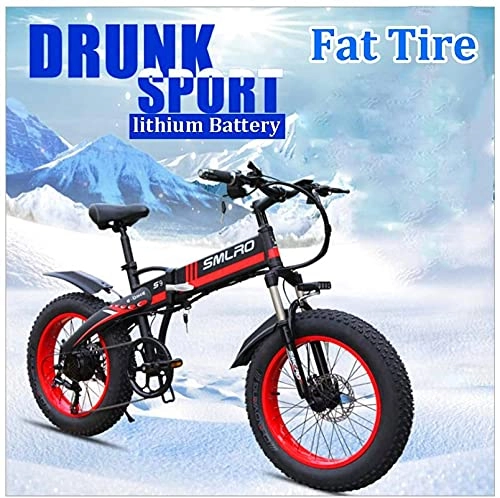 Electric Bike : Ebikes, 350W Electric Bike Fat Tire Snow Mountain Bike 48V 10Ah Removable Battery 35km / h E-bike 26inch 7 Speed adult Man Foldign Electric Bicycle(color:green) ZDWN ( Color : Red , Size : 48V10Ah )