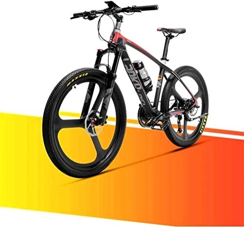 Electric Bike : Ebikes, 36V 6.8AH Electric Mountain Bike City Commute Road Cycling Bicycle Carbon Fiber Super-Light 18kg No Electric Bike With Hydraulic Brake (Color : Red)
