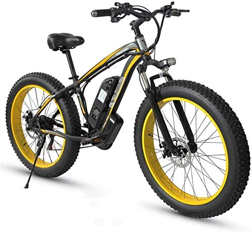Electric Bike : Ebikes 48V 350W Electric Bike Electric Mountain Bike 26Inch Fat Tire E-Bike Hybrid Bicycle 21 Speed 5 Speed Power System Mechanical Disc Brakes Lock Front Fork Shock Absorption ZDWN ( Color : Yellow )